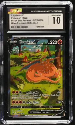 CGC 10 GEM MINT Charizard V SWSH260 UPC PROMO Pokemon Card 099 - Image 1