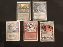Vintage MTG Revised Chronicles * Lot of 5 Cards * Signed NeNe Beard Benson - Image 1