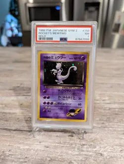 Pokemon PSA 7 NEAR MINT 1999 Rocket's Mewtwo Japanese Gym Challenge Holo Card - Image 1