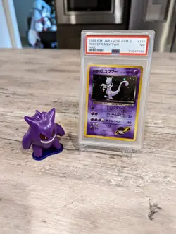Pokemon PSA 7 NEAR MINT 1999 Rocket's Mewtwo Japanese Gym Challenge Holo Card - Image 2