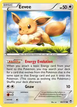 Eevee 80/111 Common XY - Furious Fists Pokemon Card - Image 1