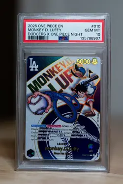 2025 ONE PIECE PROMO EB02 010 DODGERS X ONE PIECE NIGHT MONKEY D LUFFY PSA 10 67 - Image 1