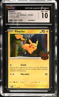 CGC 10 GEM MINT Pikachu 018/091 HOLO Trick Or Trade PROMO Pokemon Card 037 - Image 1