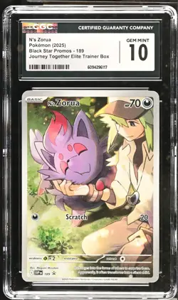CGC 10 GEM MINT N's Zorua 189 SVP Black Star ETB PROMO Pokemon Card 117 - Image 1