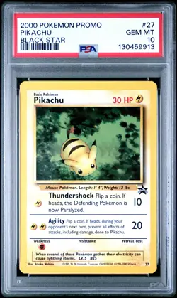 PSA 10 GEM MINT Pikachu 27 Promo Black Star Pokemon Card 913 - Image 1