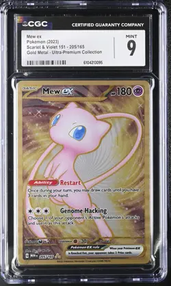 CGC 9 MINT Mew EX 205/165 GOLD METAL UPC PROMO Pokemon Card 095 - Image 1