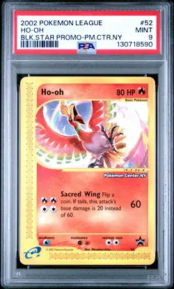 PSA 9 MINT Ho-oh 52 POKEMON CENTER NY WOTC Black Star PROMO Pokemon Card 590 - Image 1