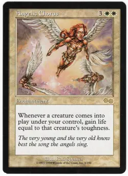 Angelic Chorus 1998 Urza's Saga White Rare Enchantment MTG NM AZ1 - Image 1