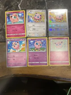 6 Jigglypuff Pokemon Cards 1 Chinese 1 Japanese And 4 English 1 Pokeball Holo - Image 1