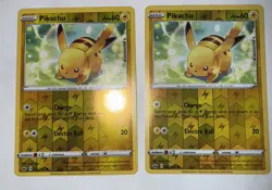Pokemon Sword & Shield Base Set Pikachu 065/202 Reverse Holo Lot Of 2 EX/NM - Image 1