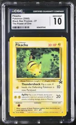 CGC 10 GEM MINT Pikachu 27 WOTC Black Star Promo "Bumblebee" Pokemon Card 040 - Image 1