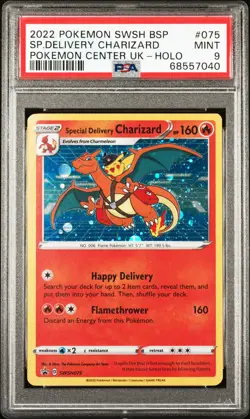 PSA 9 MINT Special Delivery Charizard SWSH075 HOLO PROMO Pokemon Card 040 - Image 1
