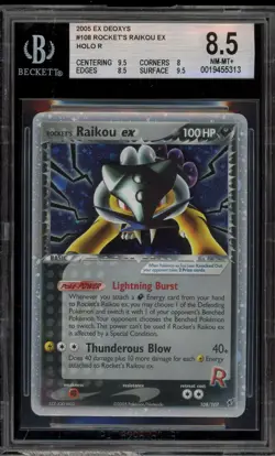Pokemon Rocket's Raikou ex EX Deoxys Holo Secret Rare #108 BGS 8.5 - Image 1