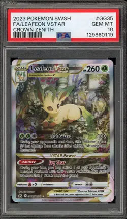 Pokemon Leafeon VSTAR Crown Zenith Galarian Gallery Full Art #GG35 PSA 10 - Image 1