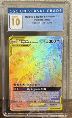 Pokemon Hidden Fates Moltres Zapdos Articuno GX 69/68 Rainbow CGC Pristine 10 - Image 1