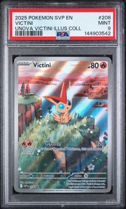 2025 POKEMON SVP EN-SV BLACK STAR PROMO #208 VICTINI PSA 9 - Image 1