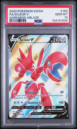 Fa/Scizor V Pokemon Sword & Shield Darkness Ablaze 183 NM PSA 10 - Image 1