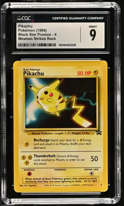 CGC 9 MINT Pikachu 4 MEWTWO STRIKES BACK WB Black Star PROMO Pokemon Card 238 - Image 1