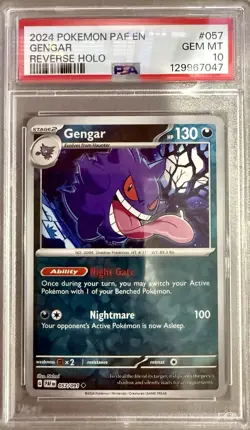 2024 POKEMON PAF EN-PALDEAN FATES REVERSE HOLO #057 GENGAR PSA 10 - Image 1