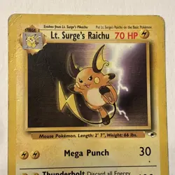 Lt. Surge's Raichu 028/132 Gym Heroes Pokemon WOTC - Heavy Played - Image 2