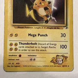 Lt. Surge's Raichu 028/132 Gym Heroes Pokemon WOTC - Heavy Played - Image 3