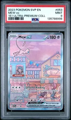 2023 POKEMON SVP EN-SV BLACK STAR PROMO 151 ULTRA-PREM #053 MEW EX PSA 9 (98) - Image 1