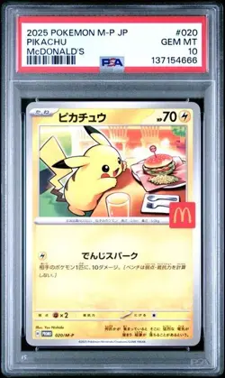 2025 POKEMON JAPANESE M-P PROMO MCDONALD'S #020 PIKACHU PSA 10 (66) - Image 1