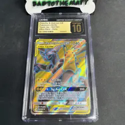 CGC Pristine 10 Pokemon Pikachu & Zekrom GX (Full Art) 162/181 Sm-Team Up Holo - Image 1