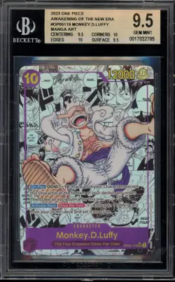 One Piece CCG Monkey.D.Luffy Awakening/New Era Manga Alt Art OP05-119 BGS 9.5 - Image 1