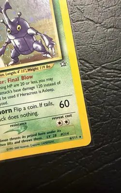 Pokemon TCG 2000 Neo Genesis Heracross Holo Rare Card 6/111 1st Edition NM/M - Image 5