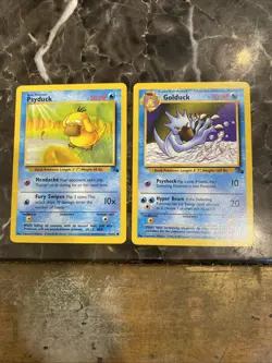 Psyduck 53/62 & Golduck 35/62 - Fossil Set - 2 Card Vintage Pokemon Lot - Played - Image 1
