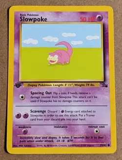 Slowpoke (55/62) First Edition - Fossil Set Pokemon Card - Image 1