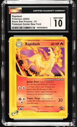 CGC 10 GEM MINT Rapidash 51 POKEMON CENTER NEW YORK PROMO Pokemon Card 143 - Image 1