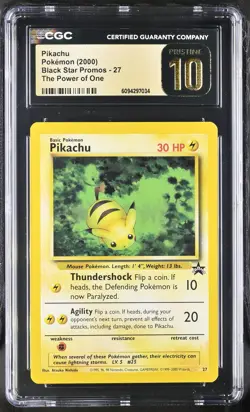 CGC 10 PRISTINE Pikachu 27 WOTC Black Star Promo "Bumblebee" Pokemon Card 034 - Image 1