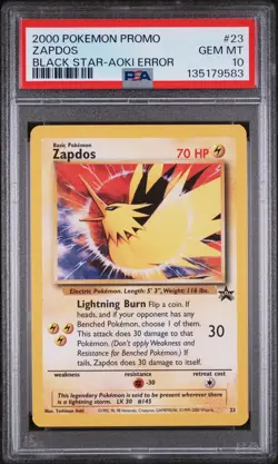 PSA 10 GEM MINT Zapdos 23 ERROR WOTC Black Star PROMO Pokemon Card 583 - Image 1