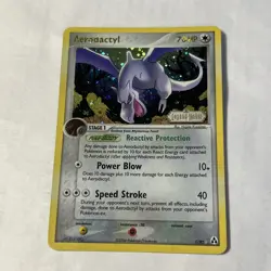 Pokemon TCG Aerodactyl Reverse Holo Card 1/92 Stamped, MP Condition - Image 1