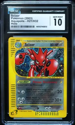 Scizor H21 CGC 10 Mint Aquapolis Pokemon Card Holo 2003 - Image 1