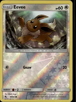 Eevee (49) Common Hidden Fates 49/68 Colorless Reverse Holo Pokemon Card - Image 1