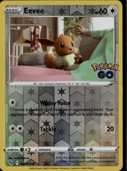 Eevee Common Pokemon GO 054/078 Colorless Reverse Holo Pokemon Card - Image 1