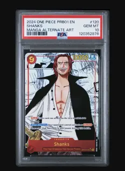 One Piece Card Shanks OP01-120 Manga Alternate Art - PRB01 PSA 10 English - Image 1