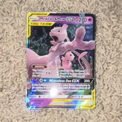 Pokemon Mewtwo & Mew GX TAG TEAM Ultra Rare Full Art Holo Card Unified Minds - Image 1