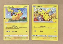 Pikachu 25/25 Holo 25th Ann McDonalds Pokemon Card + SWSH039 General Mills - Image 1