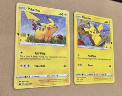 Pikachu 25/25 Holo 25th Ann McDonalds Pokemon Card + SWSH039 General Mills - Image 3