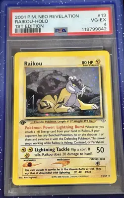 Pokemon Neo Revelation Swirl Holo Rare Card Raikou 13/64 🌀 ⚡ 🐯 - Image 1
