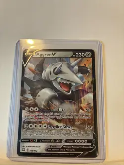 Aggron V 096/172 Brilliant Stars Ultra Rare Holo Pokemon Card TCG - Image 3