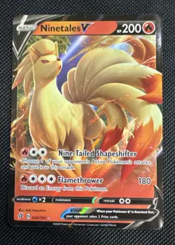 Ninetales V 026/192 Rebel Clash NM Ultra Rare Pokemon Card - Image 1