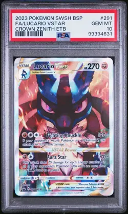 PSA 10 GEM MINT Lucario VSTAR Promo SWSH291 Crown Zenith ETB Pokemon Card - Image 1