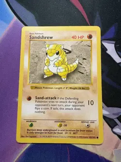 Pokemon TCG Sandshrew Base Set, Shadowless Common Card 62/102 - Image 1