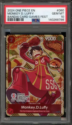 One Piece CCG Monkey.D.Luffy Bandai Card Games Fest '24-'25 Promo P-080 PSA 10 - Image 1