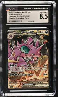 CGC 8.5 NM/MINT+ Team Rocket's Nidoking EX 233/182 SIR HOLO Pokemon Card 010 - Image 1